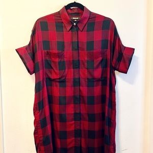 Madewell Shirt Dress Red&Black Buffalo Checkered Size S